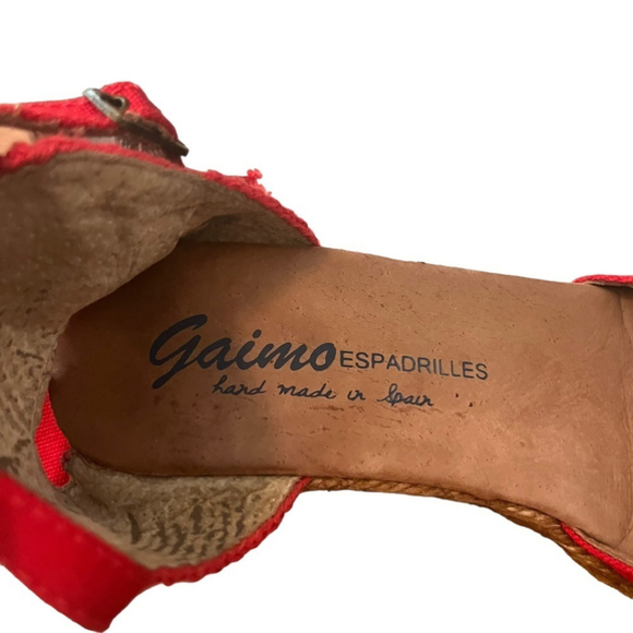 GAIMO Red Canvas Wedge Espadrilles with Natural Jute - Picture 6 of 14